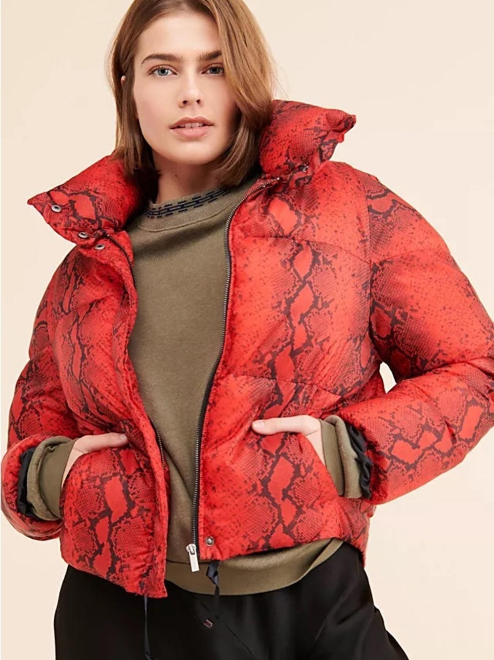 Apparis x Free People Jamie Python Puffer Red Jacket